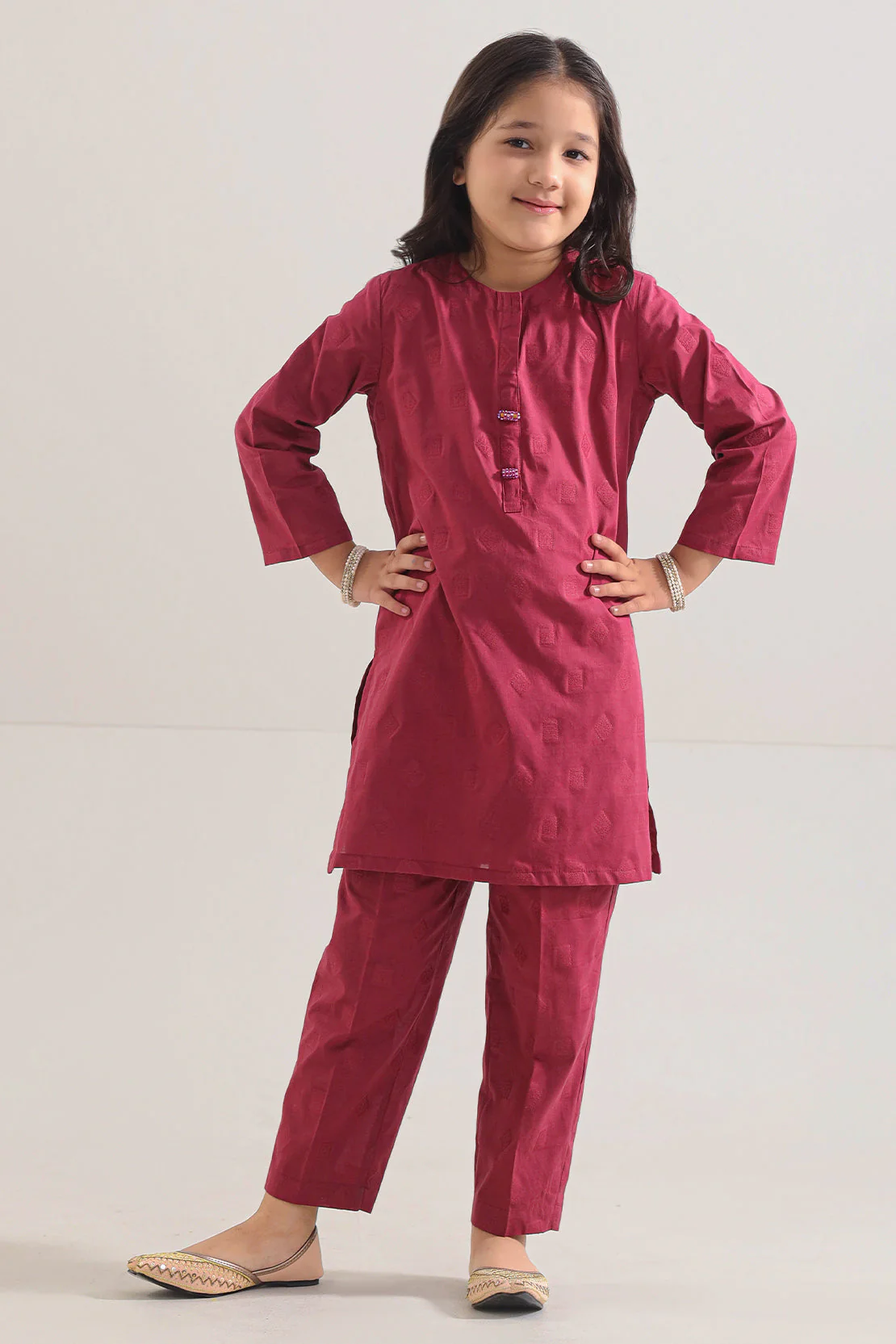 Cotton Jacquard Stitched Shirt/trouser For Kids - Image 2