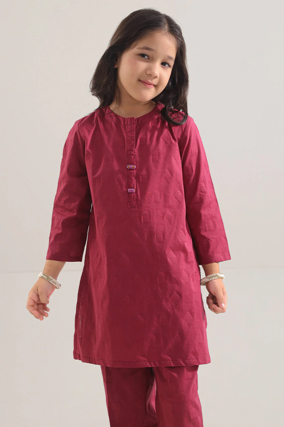 Cotton Jacquard Stitched Shirt/trouser For Kids - Image 3