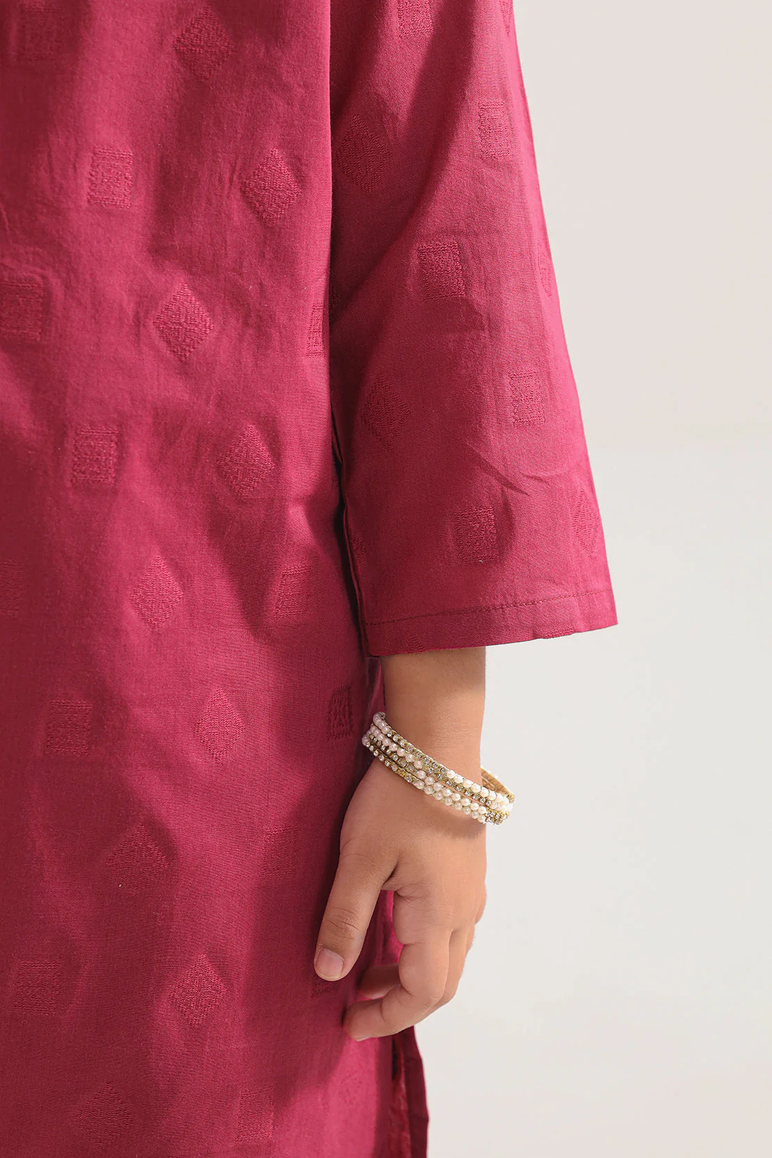Cotton Jacquard Stitched Shirt/trouser For Kids - Image 5