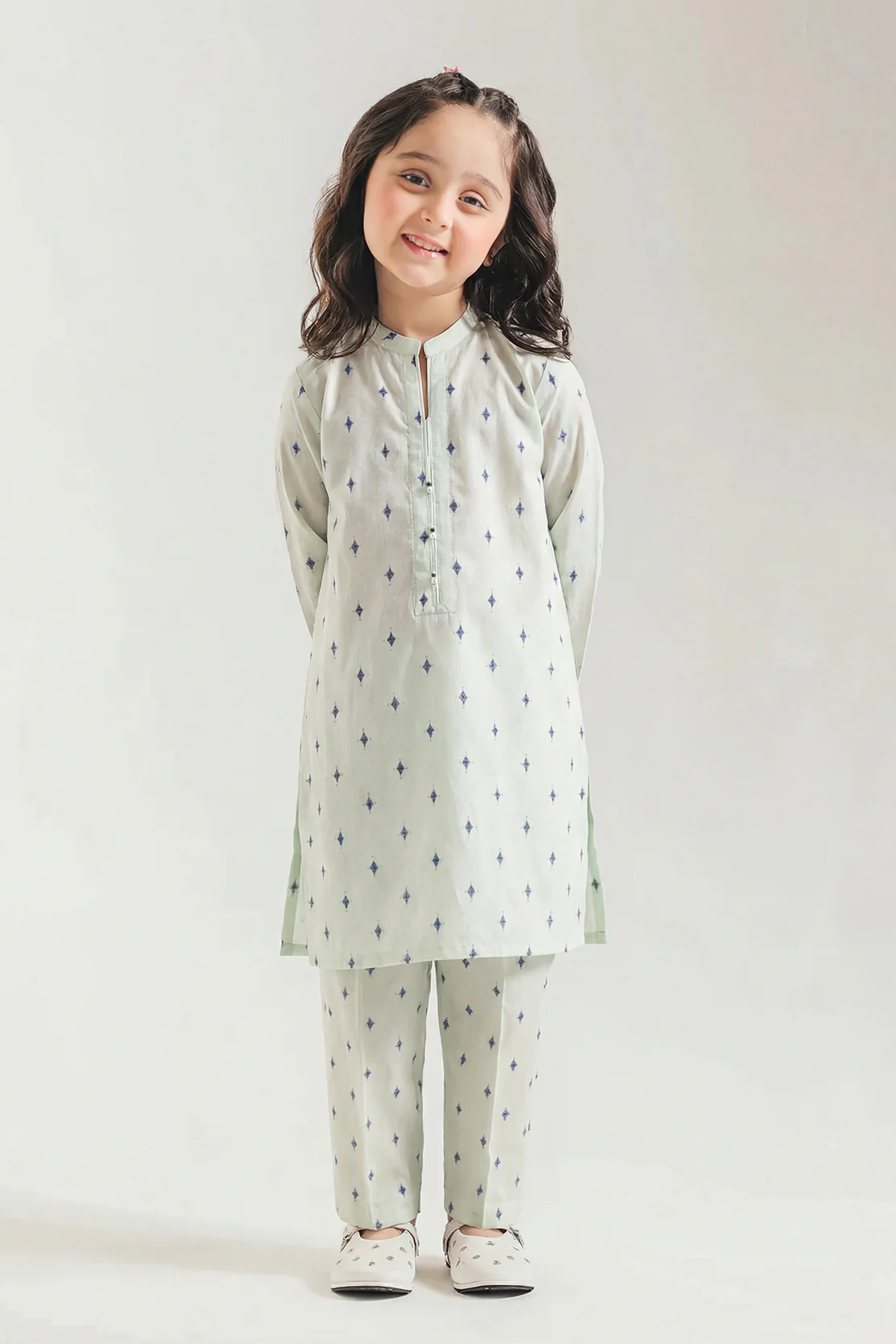 Stitched Cotton Jacquard Shirt/trouser For Kids - Image 2