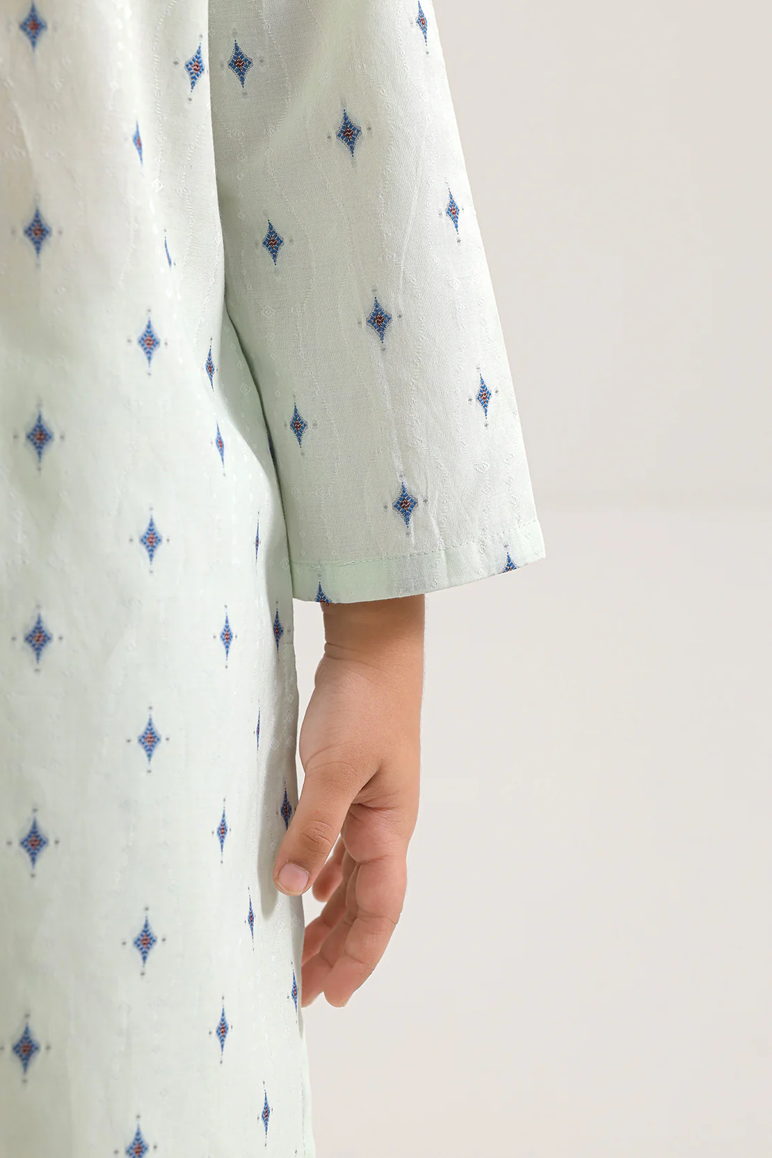 Stitched Cotton Jacquard Shirt/trouser For Kids - Image 3