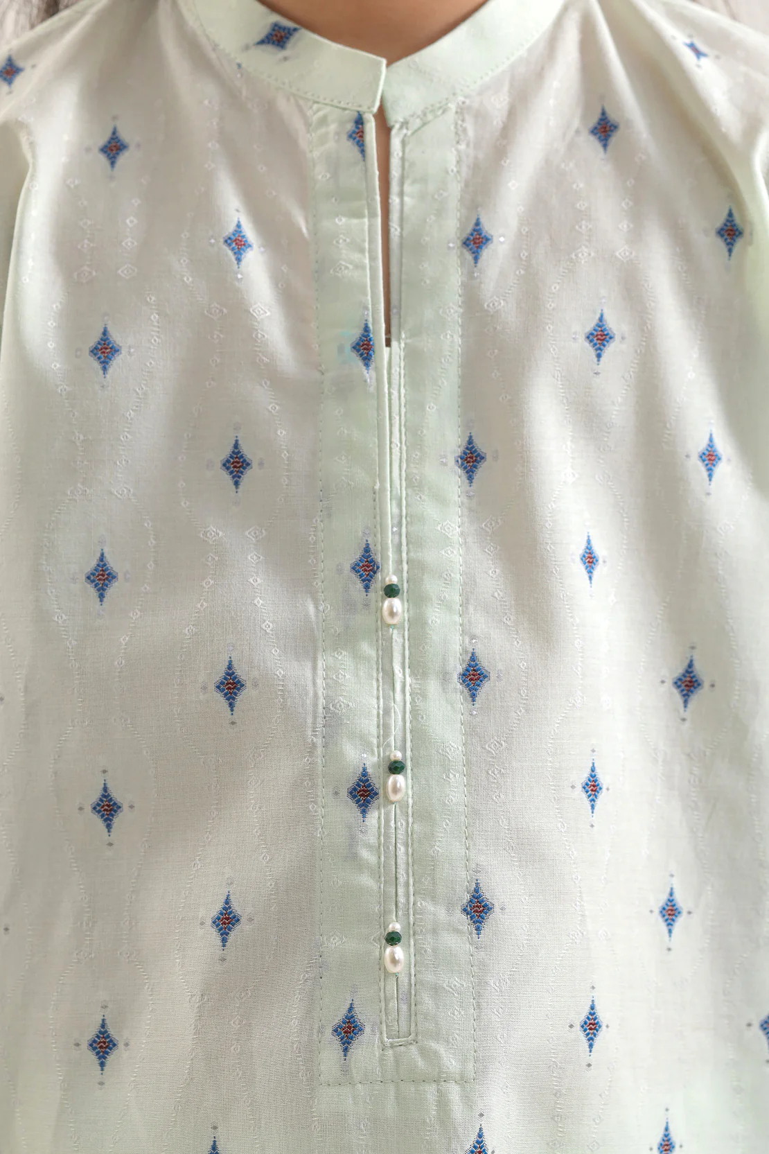 Stitched Cotton Jacquard Shirt/trouser For Kids - Image 4