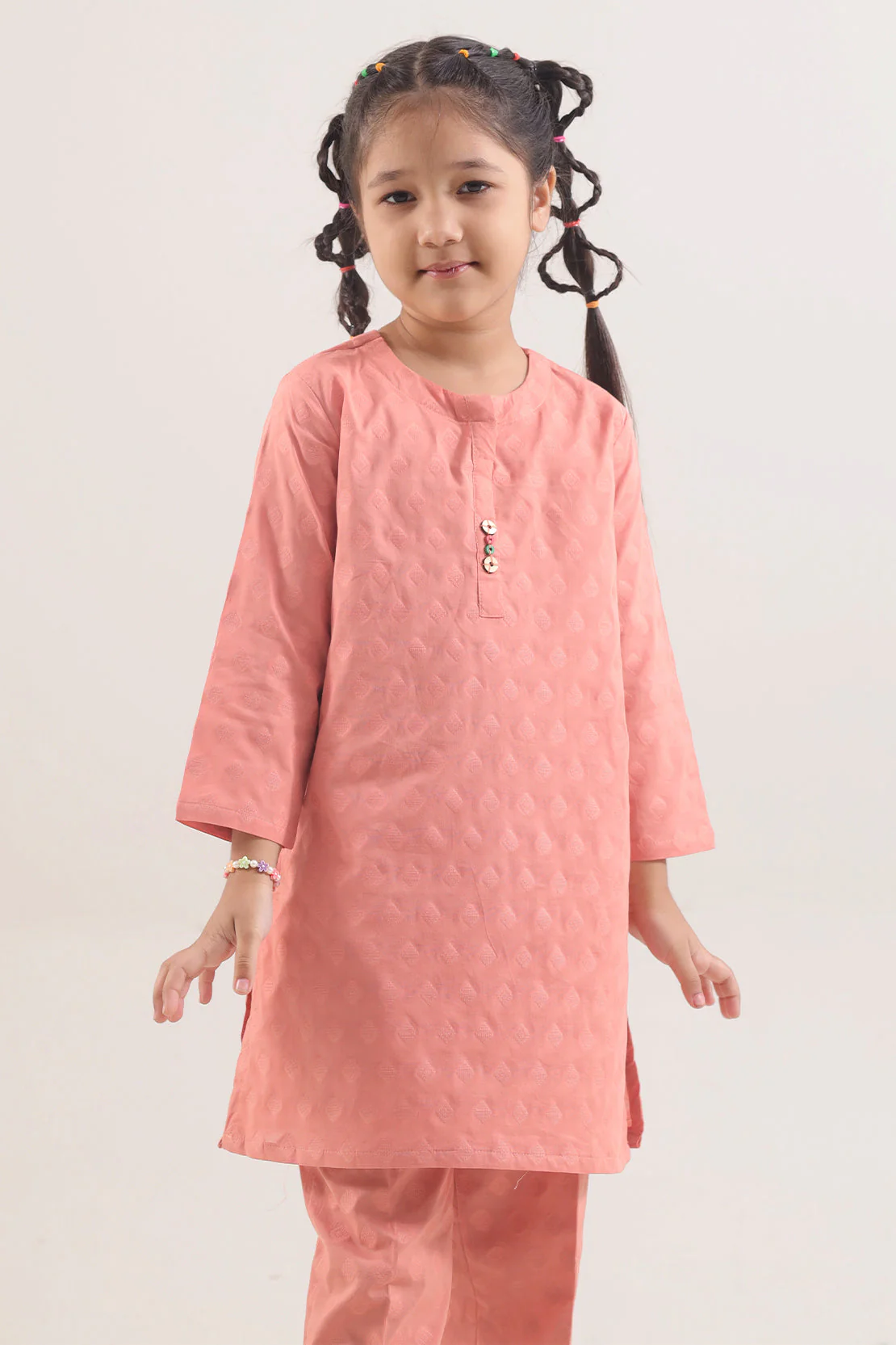 Stitched Cotton Jacquard Shirt/trouser For Kids - Image 2