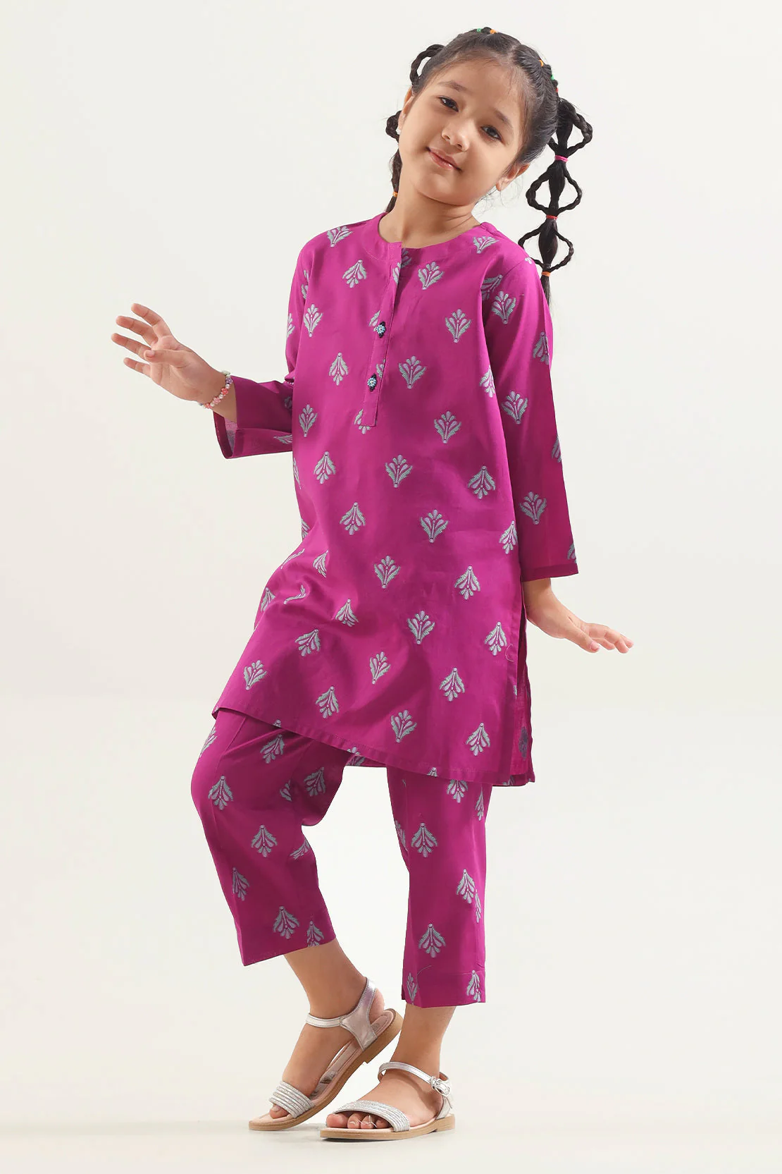 Stitched Cotton Jacquard 2 Piece (Shirt/trouser) For Kids - Image 2
