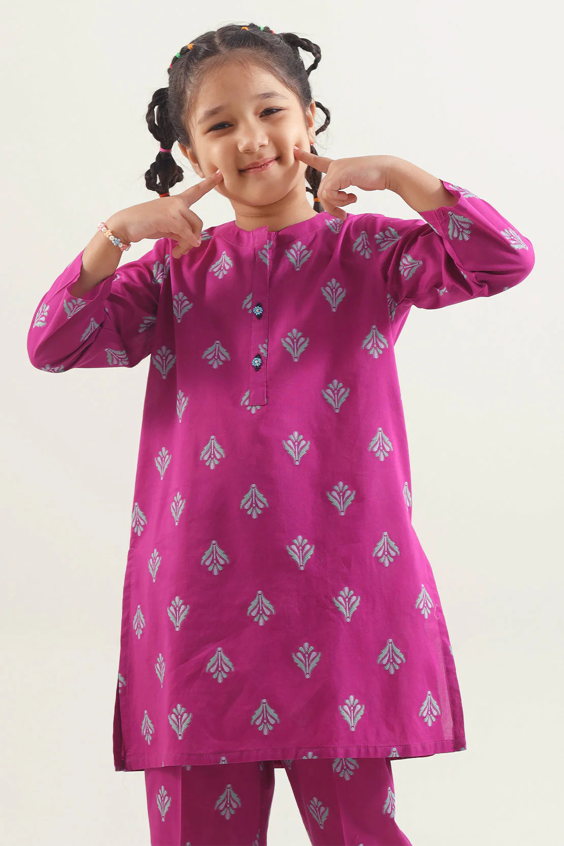 Stitched Cotton Jacquard 2 Piece (Shirt/trouser) For Kids - Image 3