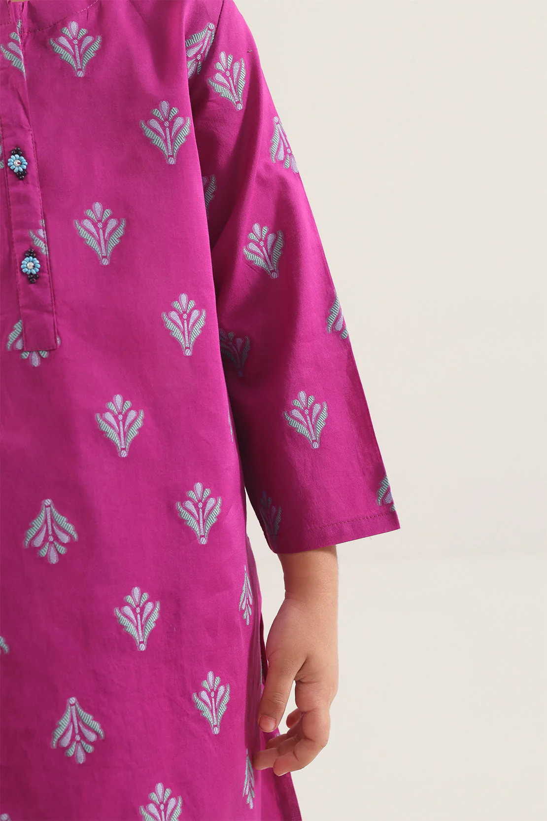 Stitched Cotton Jacquard 2 Piece (Shirt/trouser) For Kids - Image 5
