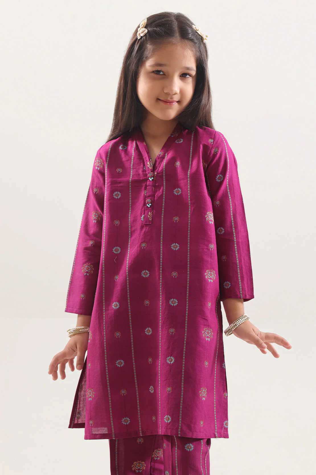 Stitched Cotton Jacquard Shirt/trouser For Kids - Image 2