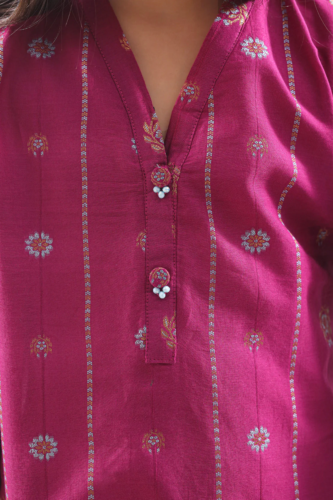 Stitched Cotton Jacquard Shirt/trouser For Kids - Image 3