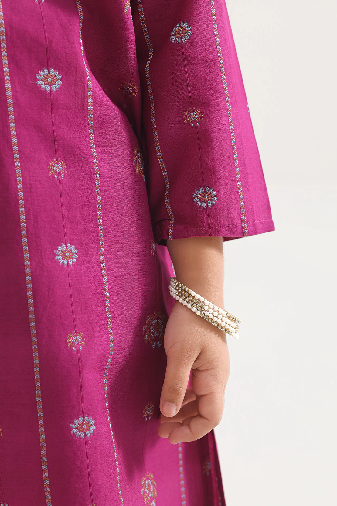 Stitched Cotton Jacquard Shirt/trouser For Kids - Image 4