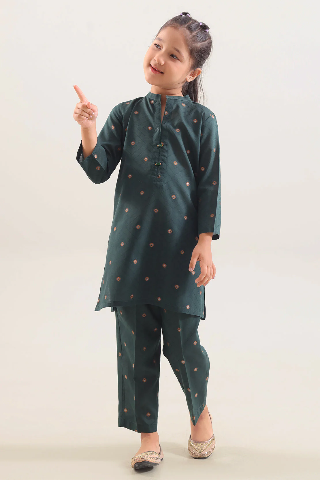Stitched Cotton Jacquard Shirt/trouser For Kids - Image 2