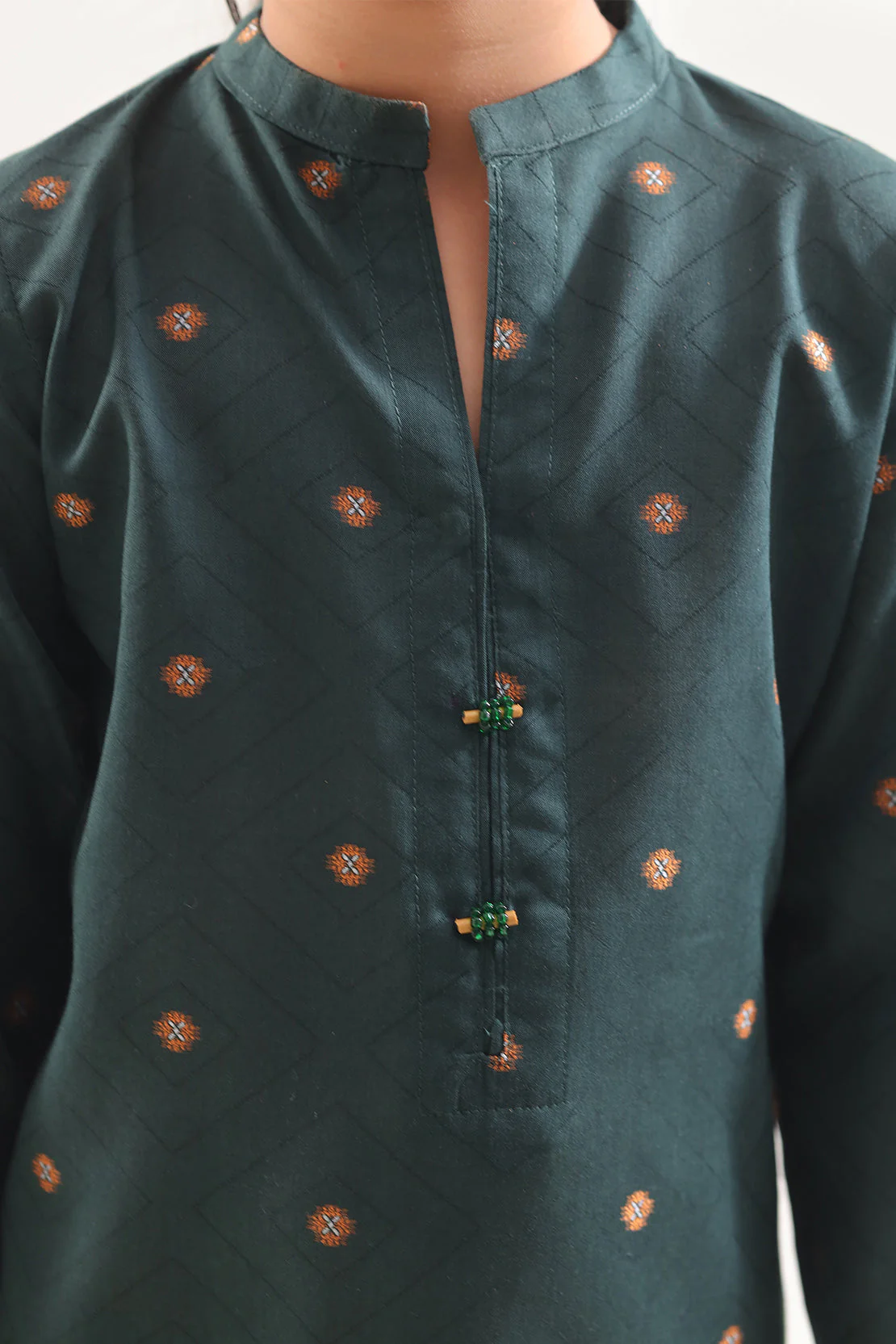 Stitched Cotton Jacquard Shirt/trouser For Kids - Image 4