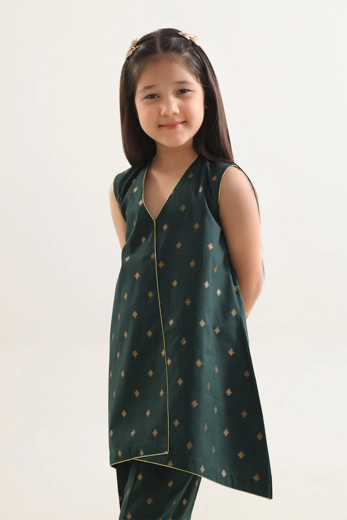 Stitched Cotton Jacquard Shirt/trouser For Kids - Image 3