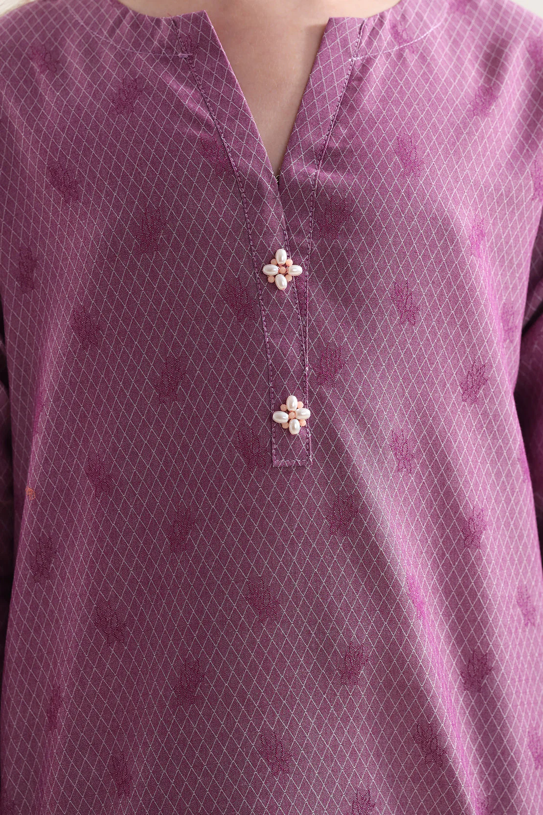 Stitched Cotton Jacquard Shirt/trouser For Kids - Image 3