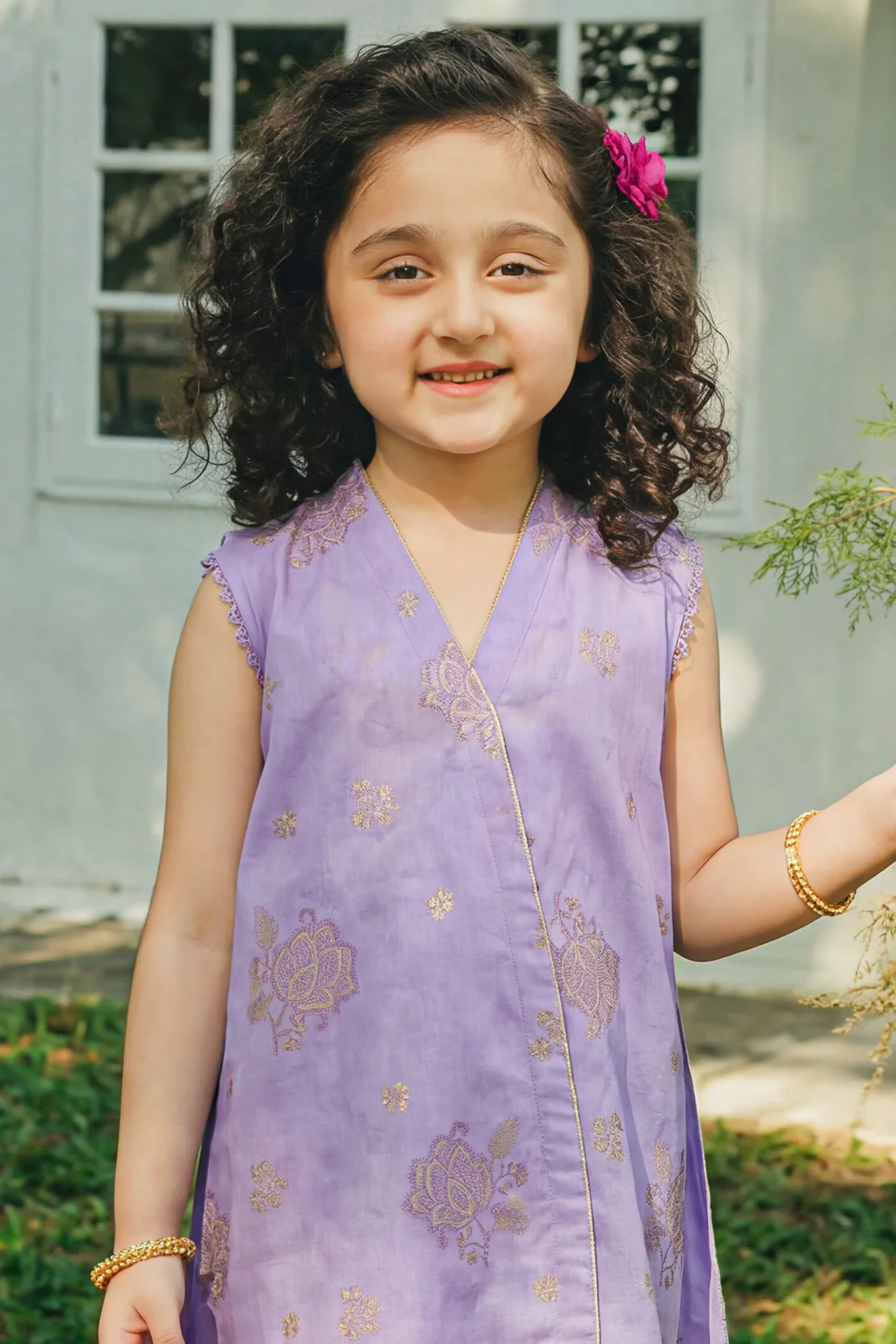 Stitched Cotton Jacquard Shirt/trouser For Kids - Image 2