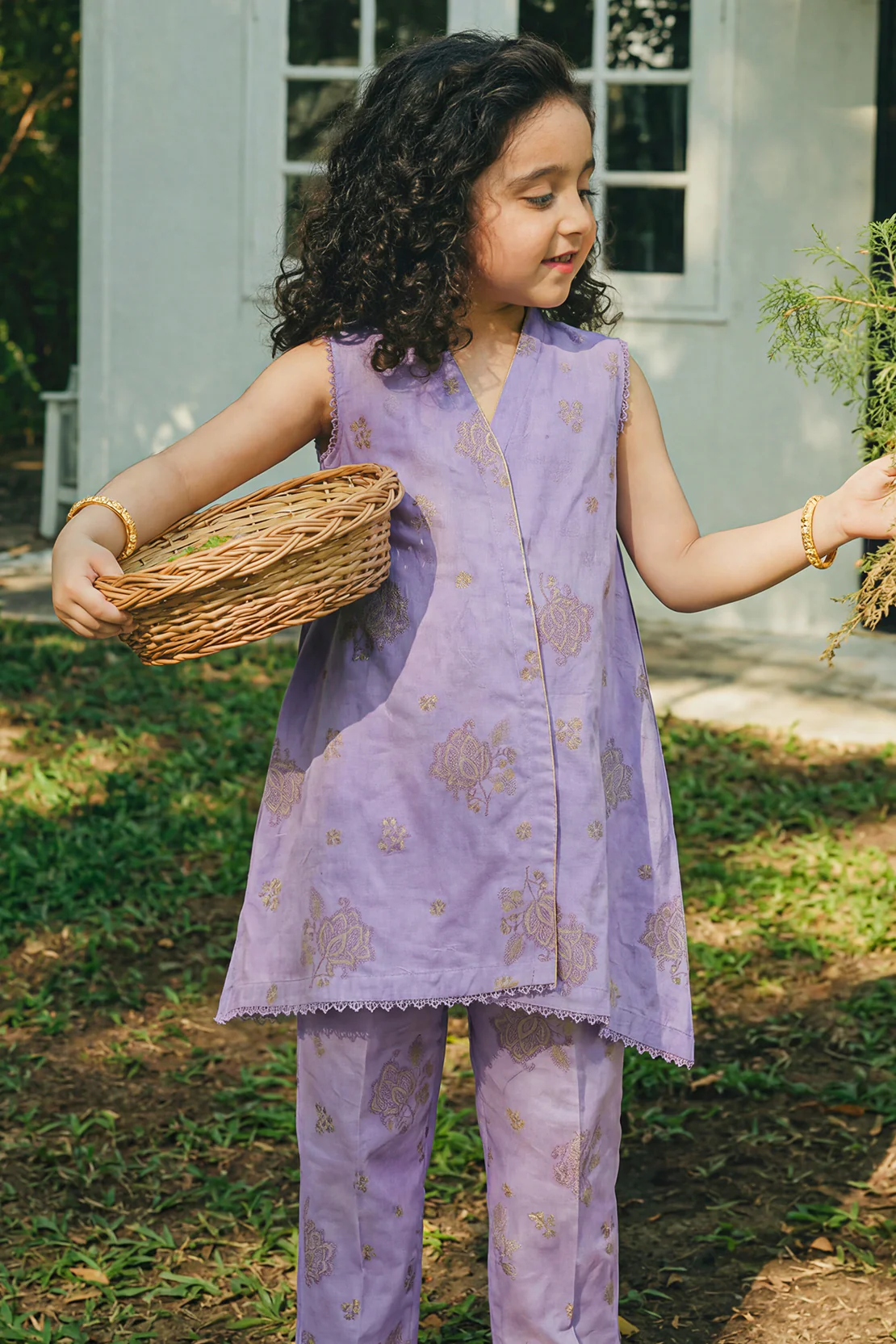 Stitched Cotton Jacquard Shirt/trouser For Kids - Image 3