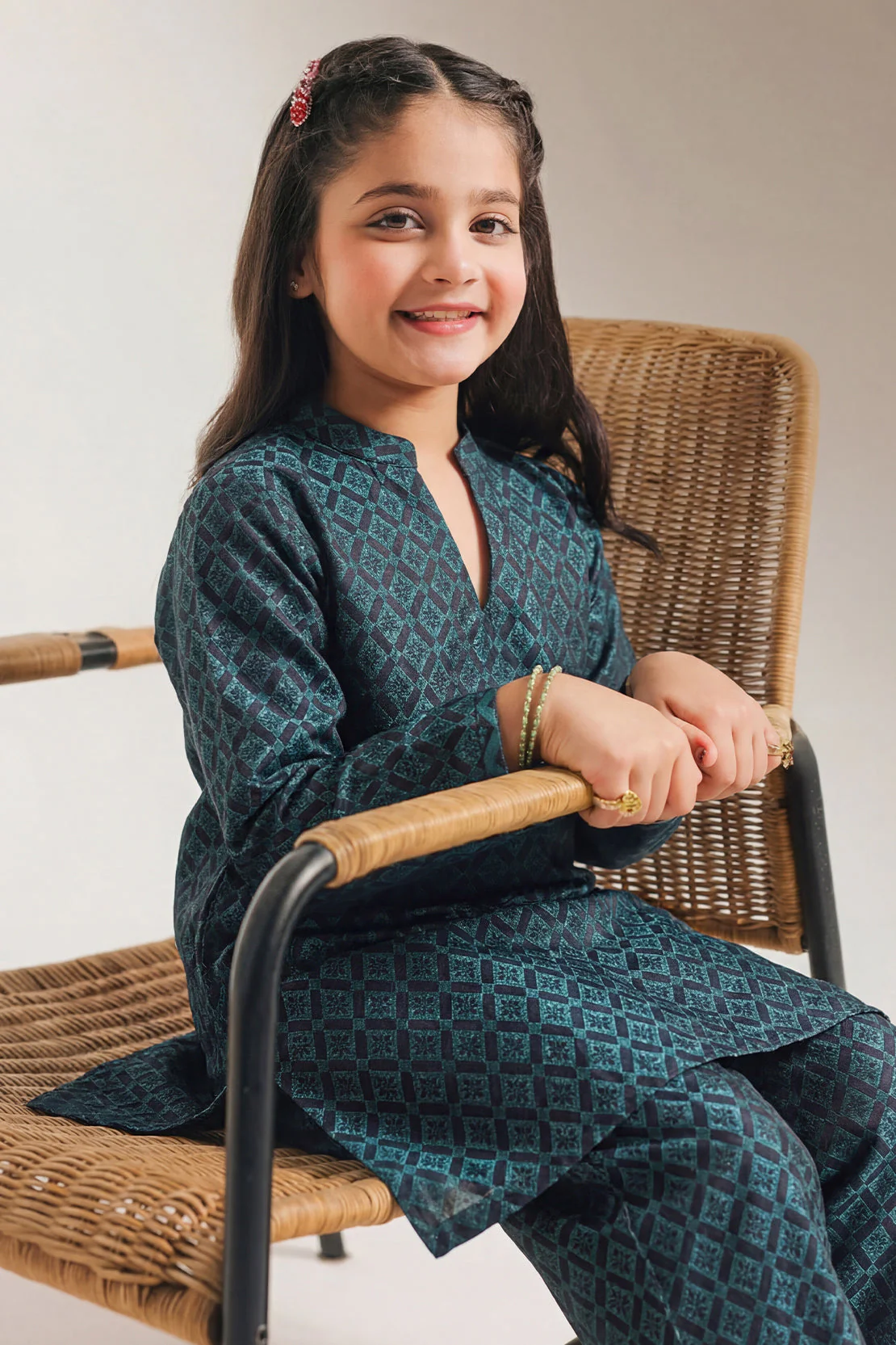 Stitched Cotton Jacquard Shirt/trouser For Kids - Image 2