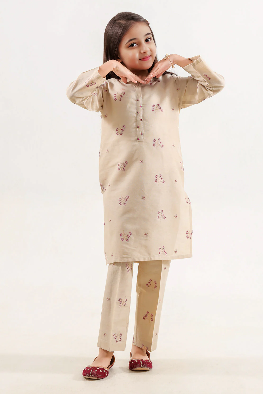 Stitched Cotton Jacquard Shirt/trouser For Kids - Image 2