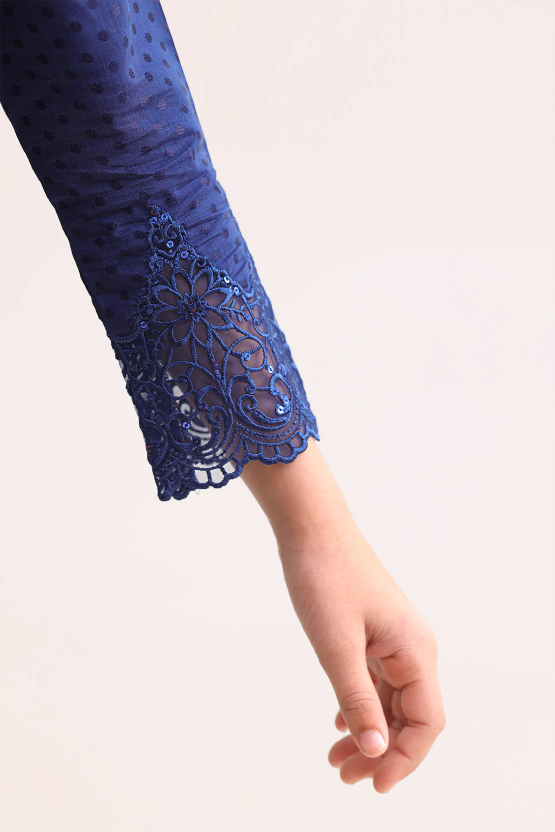 Stitched Embroidered Cotton Jacquard Shirt For Kids - Image 5