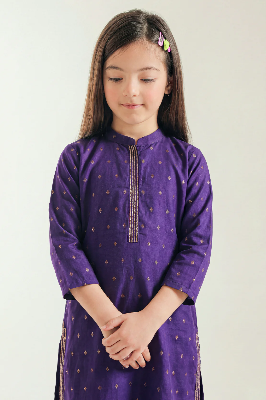 Stitched Embroidered Cotton Jacquard Shirt/trouser For Kids