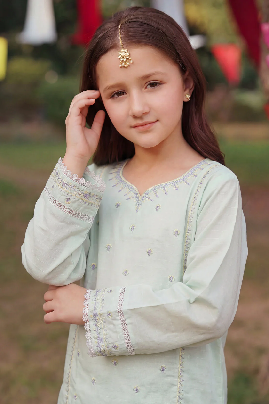 Stitched Embroidered Cotton Jacquard Shirt/Trouser For Kids