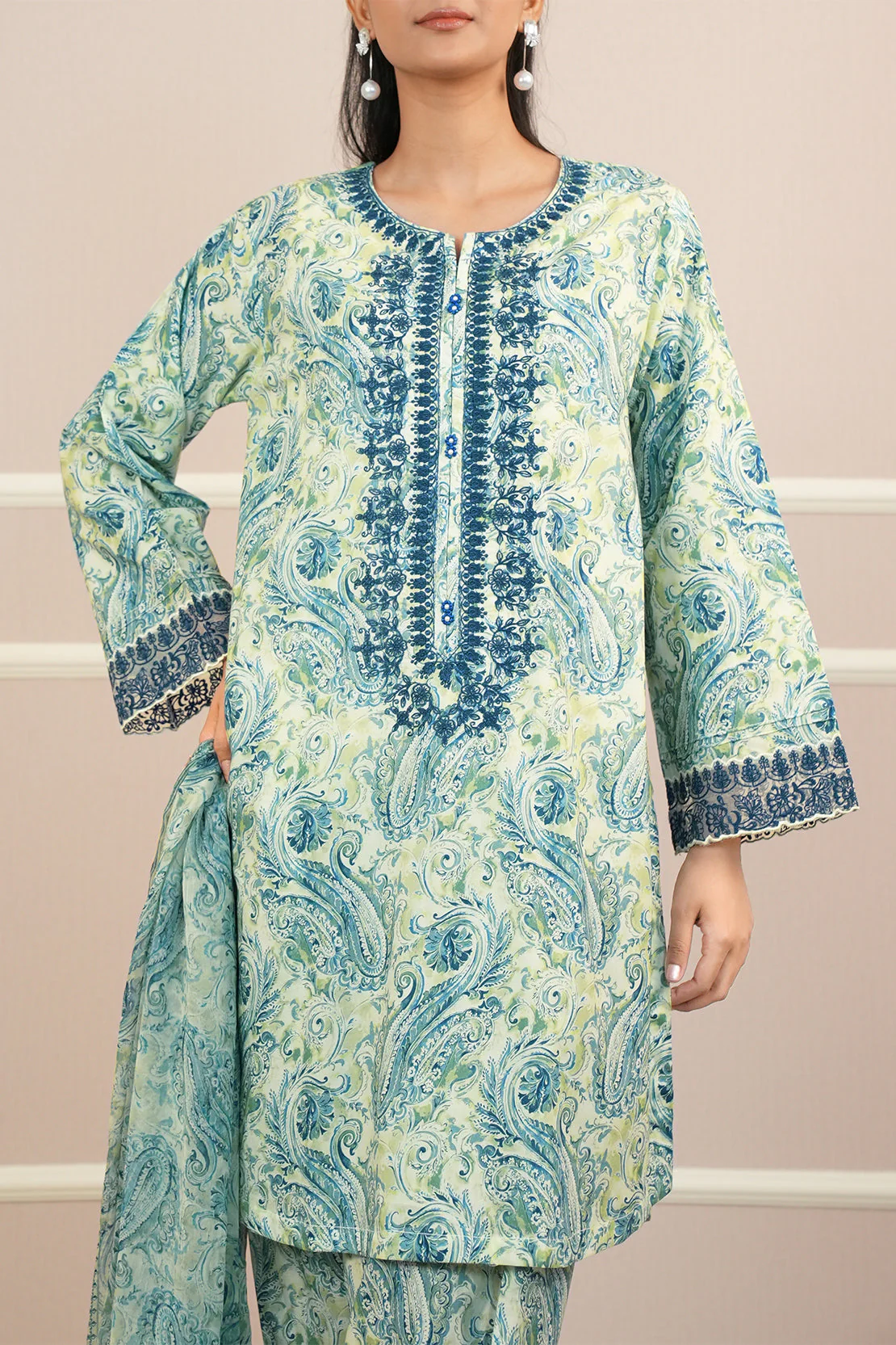 Stitched Embroidered Lawn Shirt