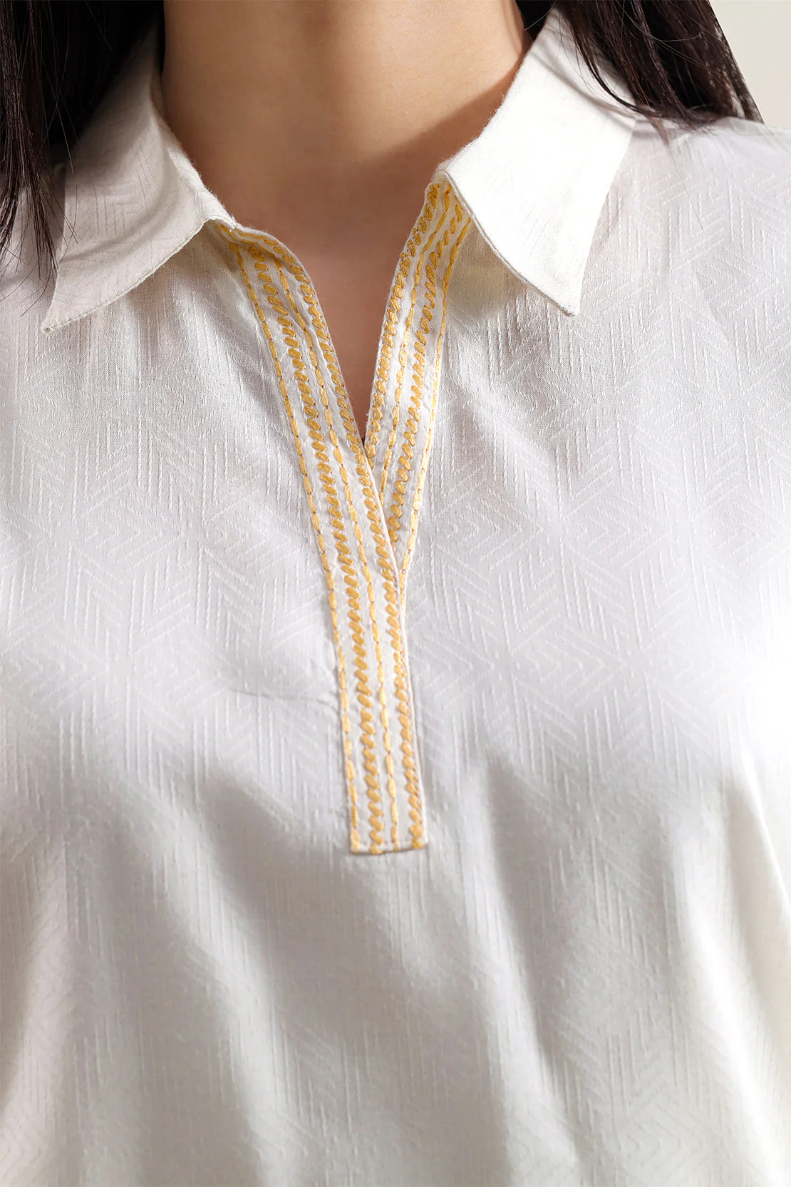 Stitched Embroidered Self Jacquard 2 Piece (Shirt/Trouser) - Image 3