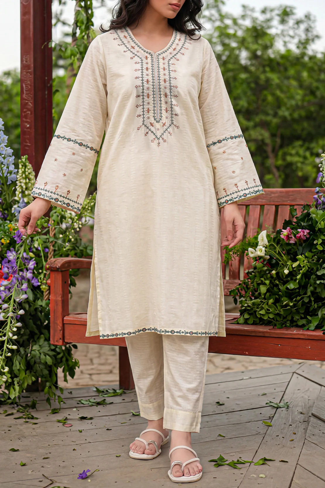 Stitched Embroidered Self Jacquard 2 Piece (Shirt/Trouser)