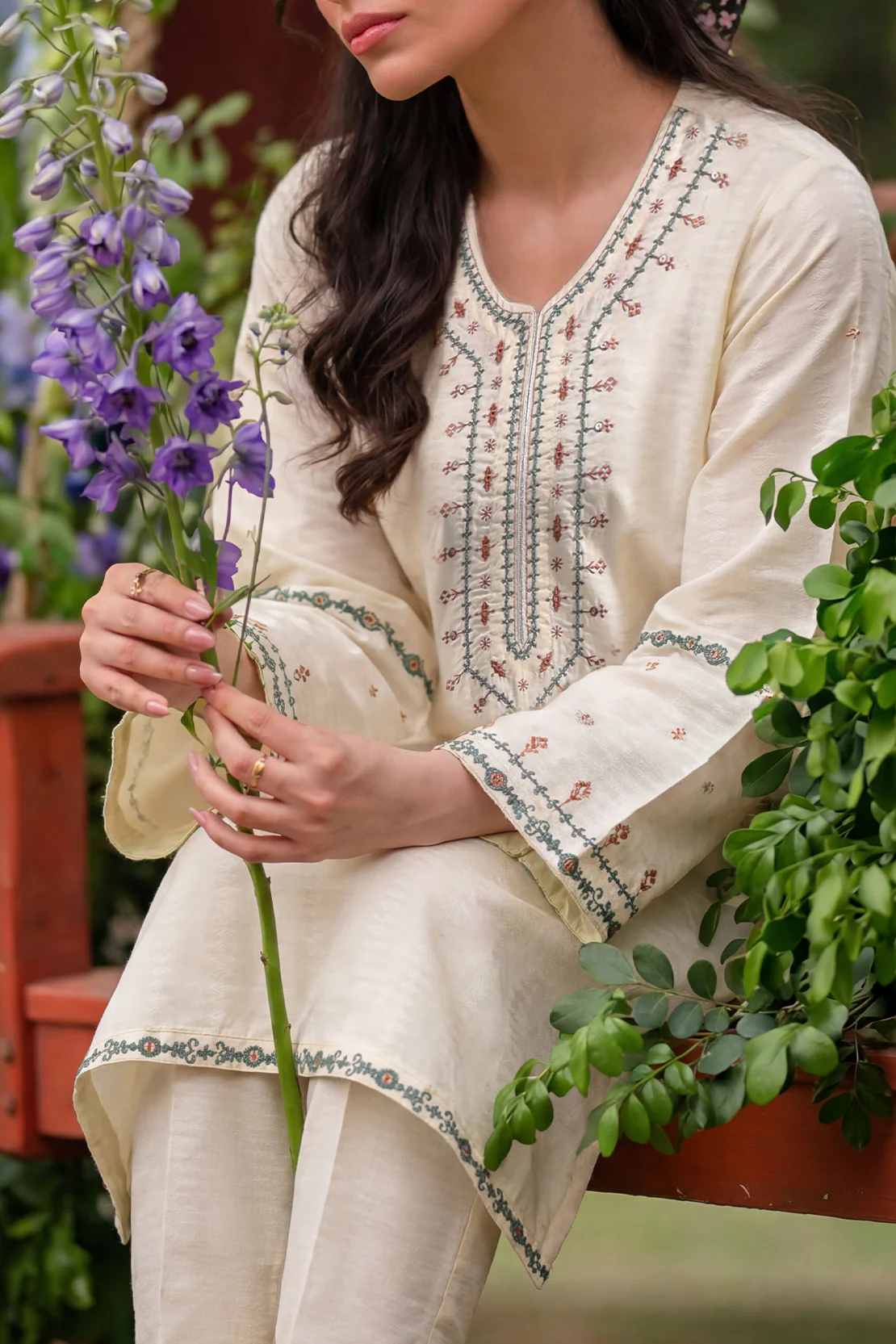 Stitched Embroidered Self Jacquard 2 Piece (Shirt/Trouser) - Image 3