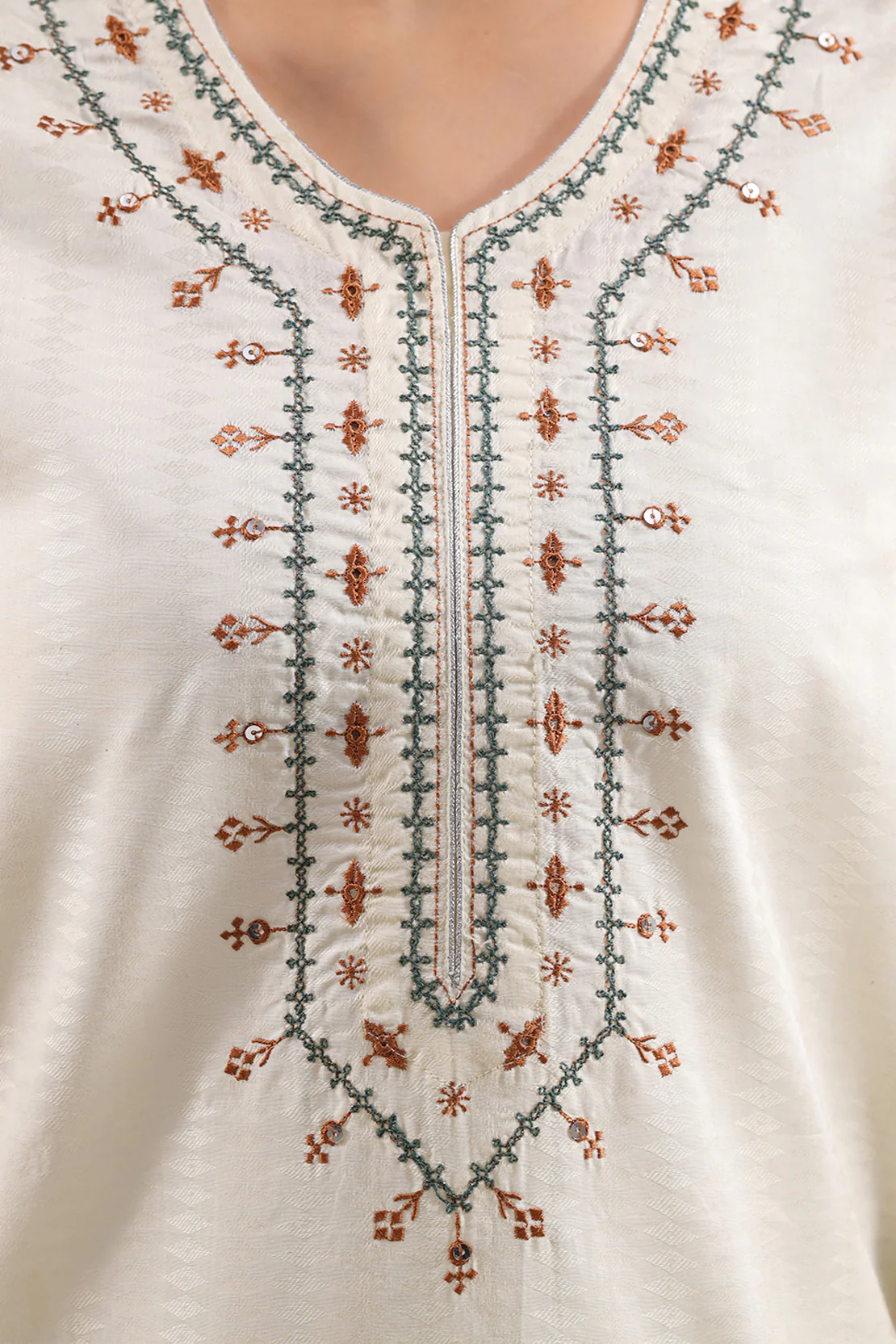 Stitched Embroidered Self Jacquard 2 Piece (Shirt/Trouser) - Image 5
