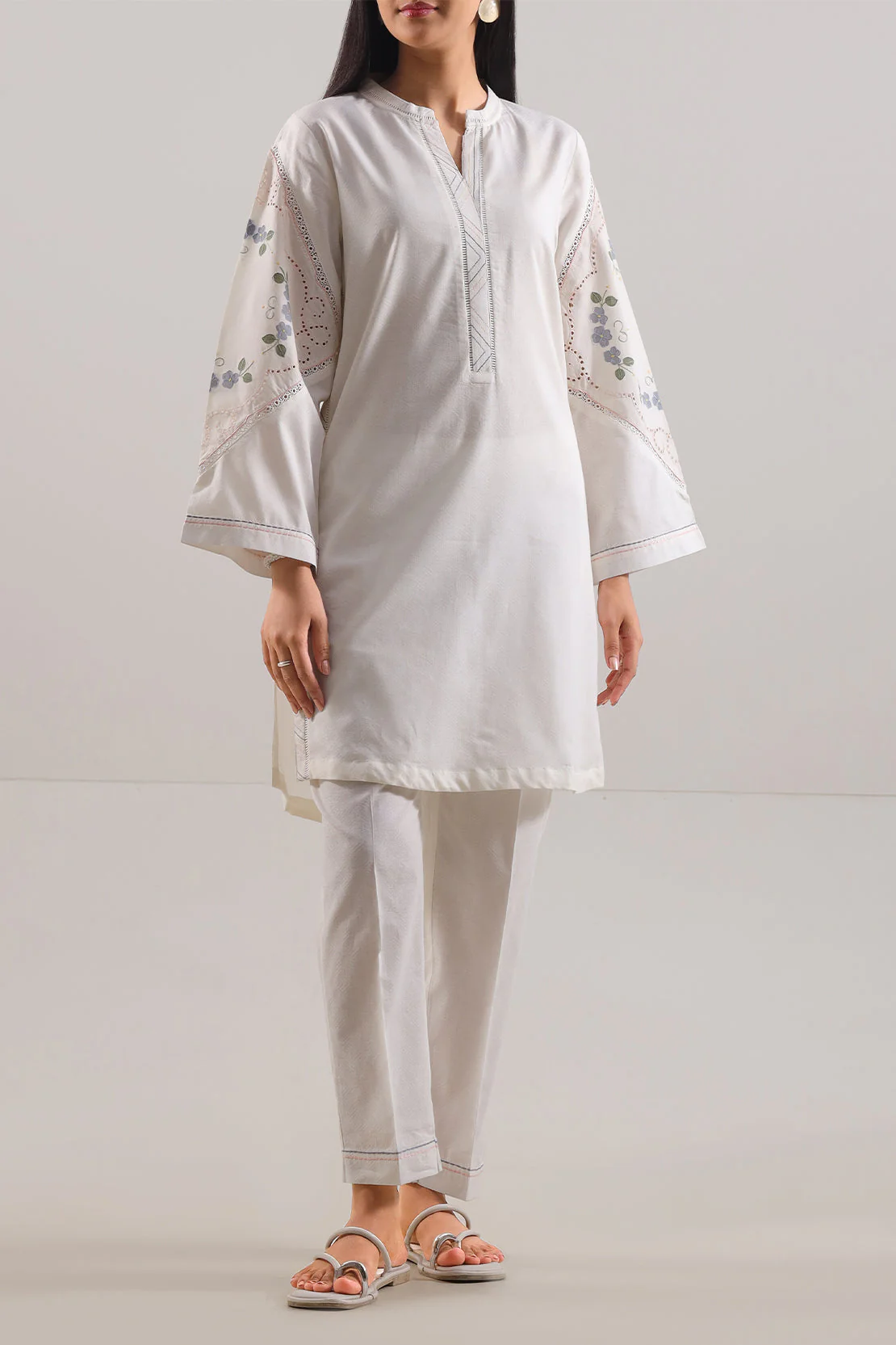 Stitched Embroidered Self Jacquard 2 Piece (Shirt/Trouser)