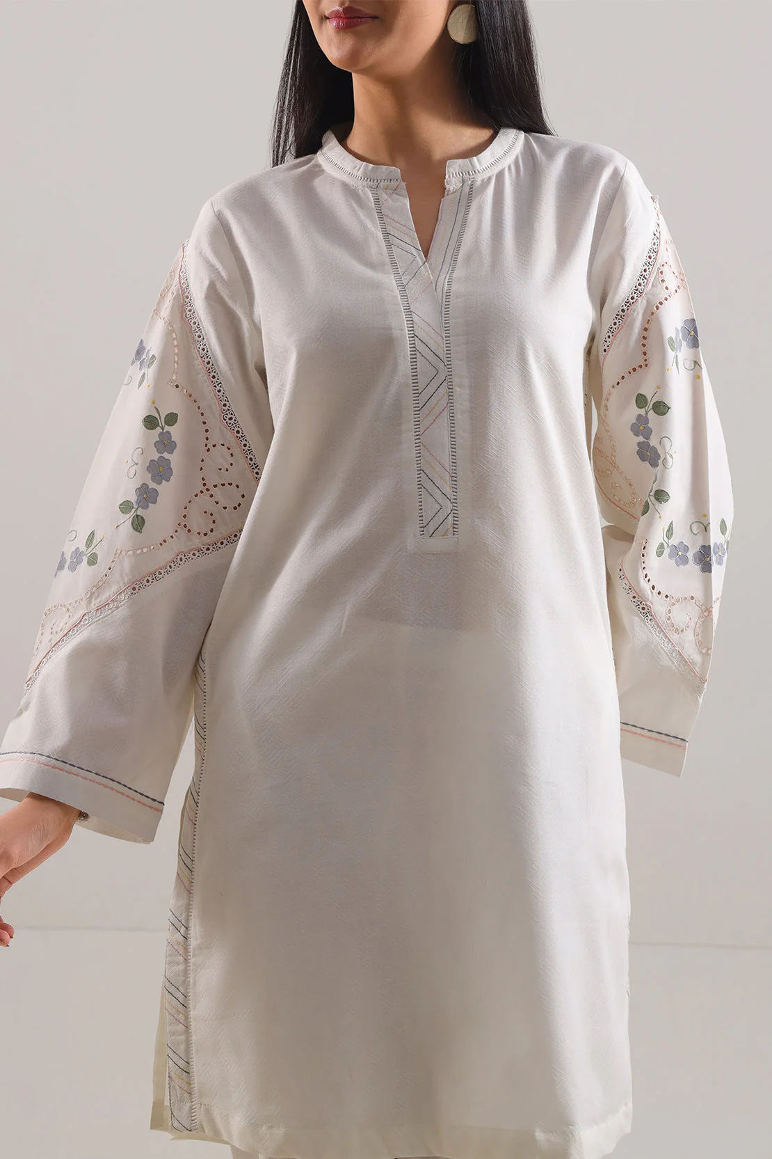Stitched Embroidered Self Jacquard 2 Piece (Shirt/Trouser) - Image 2
