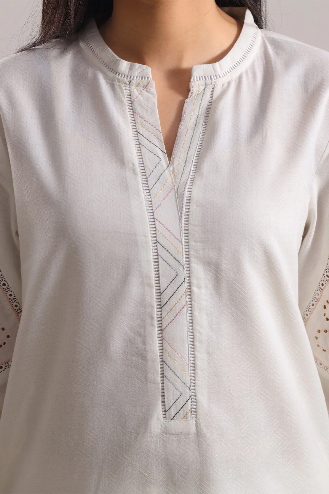 Stitched Embroidered Self Jacquard 2 Piece (Shirt/Trouser) - Image 4