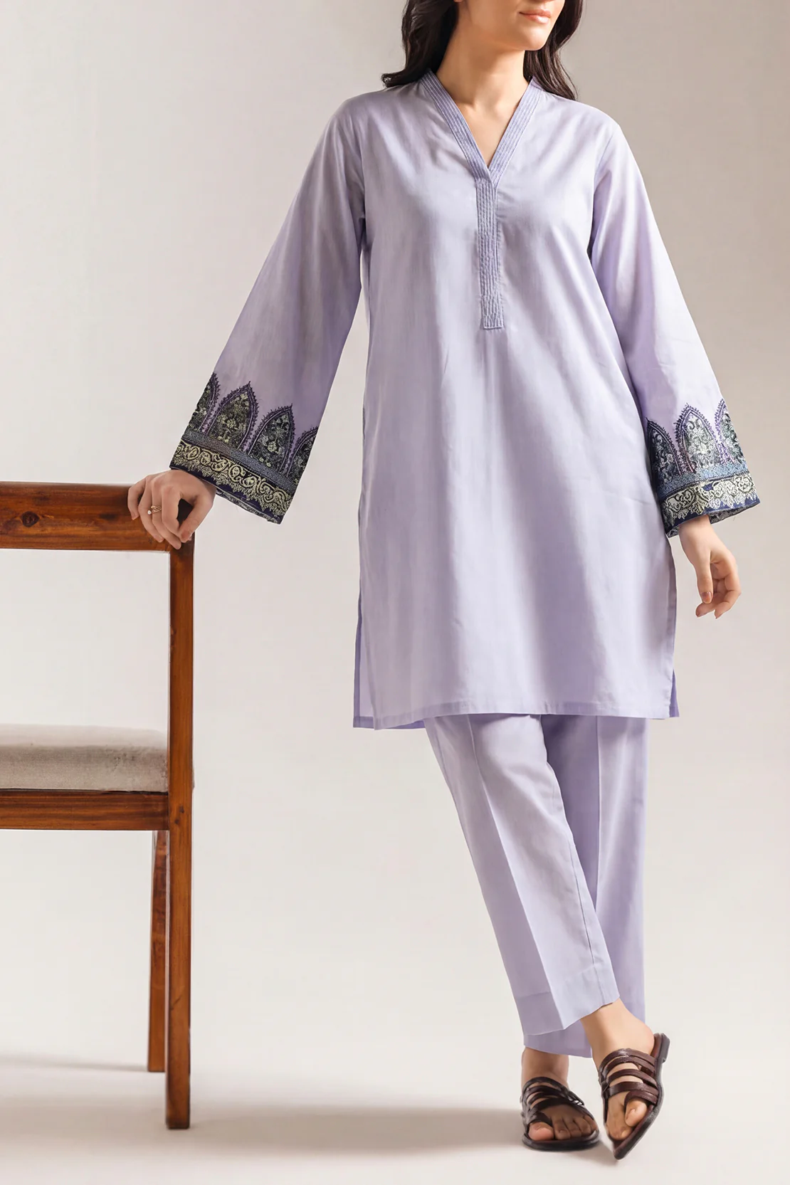 Stitched Embroidered Self Jacquard 2 Piece (Shirt/Trouser)