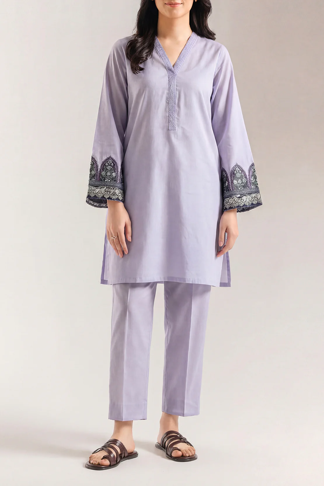 Stitched Embroidered Self Jacquard 2 Piece (Shirt/Trouser) - Image 2