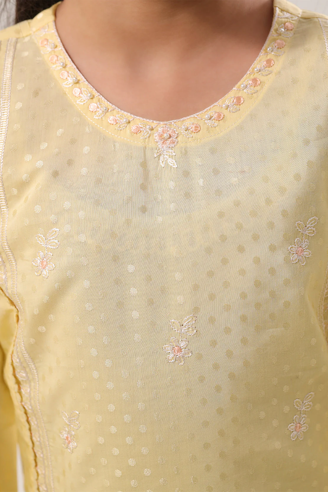 Stitched Embroidered Self Jacquard Shirt/trouser For Kids - Image 3
