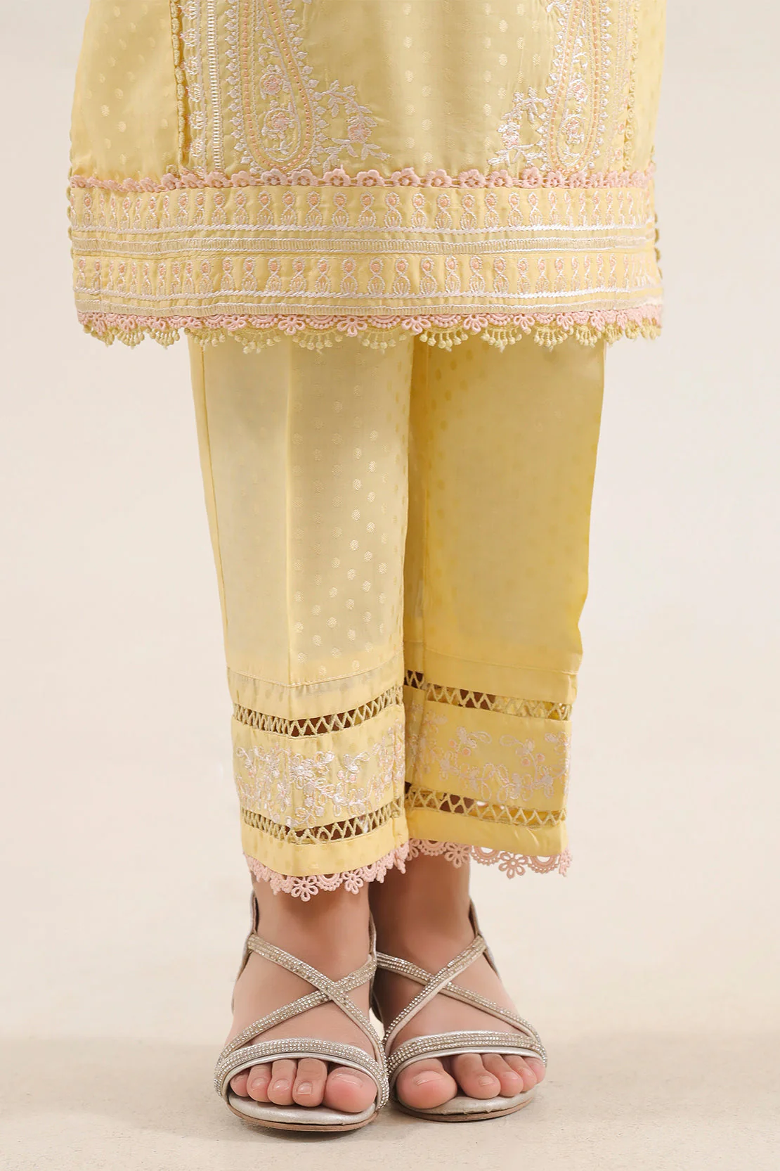 Stitched Embroidered Self Jacquard Shirt/trouser For Kids - Image 5
