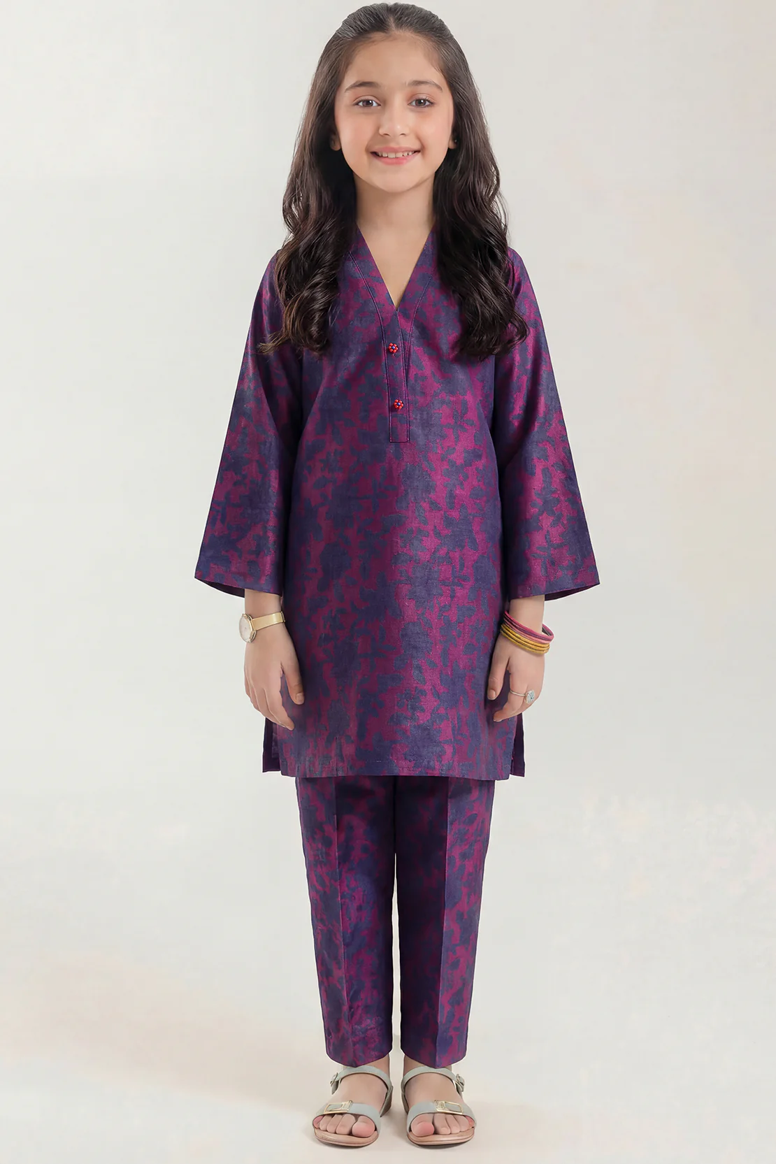 Stitched Jacquard Viscose 2 Piece (Shirt/trouser) For Kids - Image 2