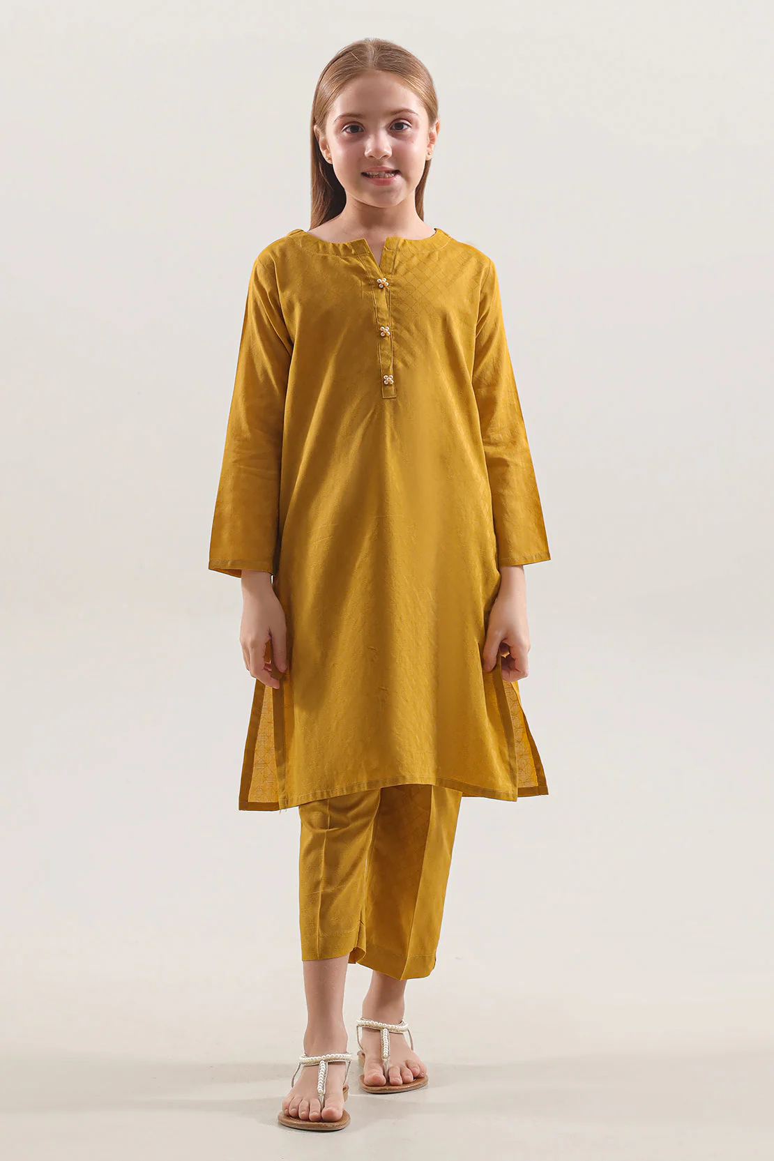 Stitched Lawn Jacquard Shirt/Trouser For Kids