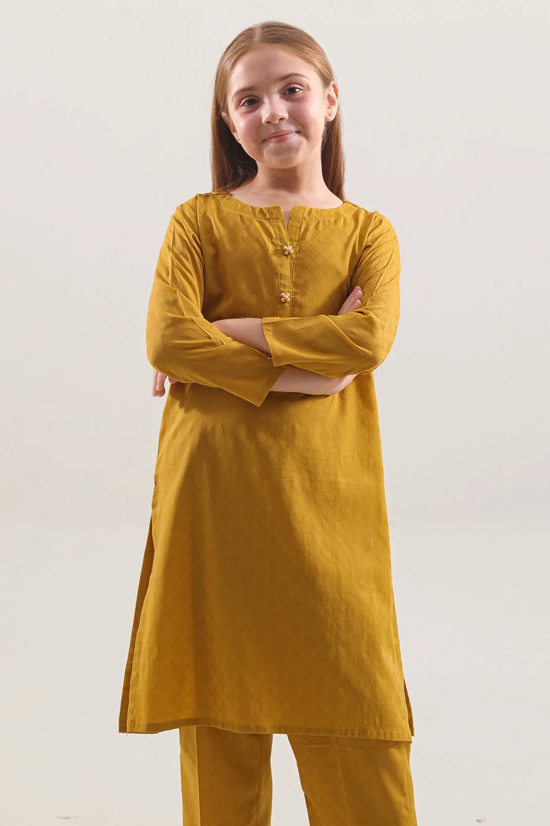 Stitched Lawn Jacquard Shirt/Trouser For Kids - Image 2