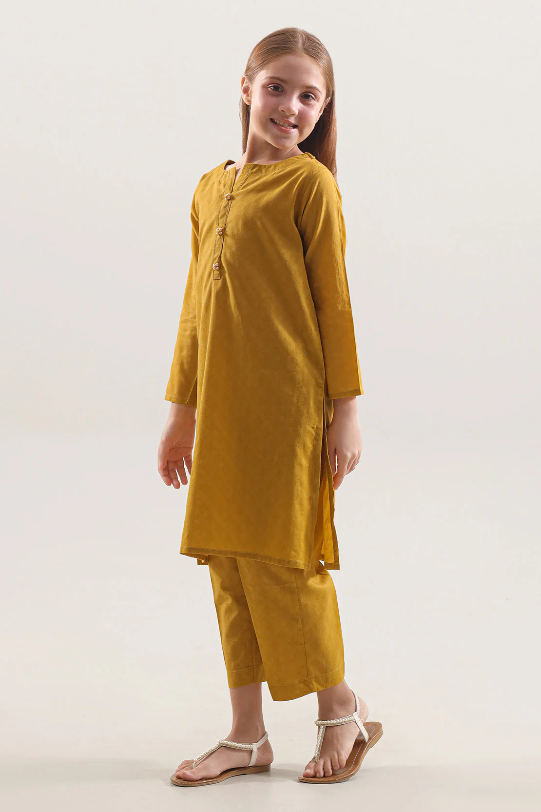 Stitched Lawn Jacquard Shirt/Trouser For Kids - Image 3