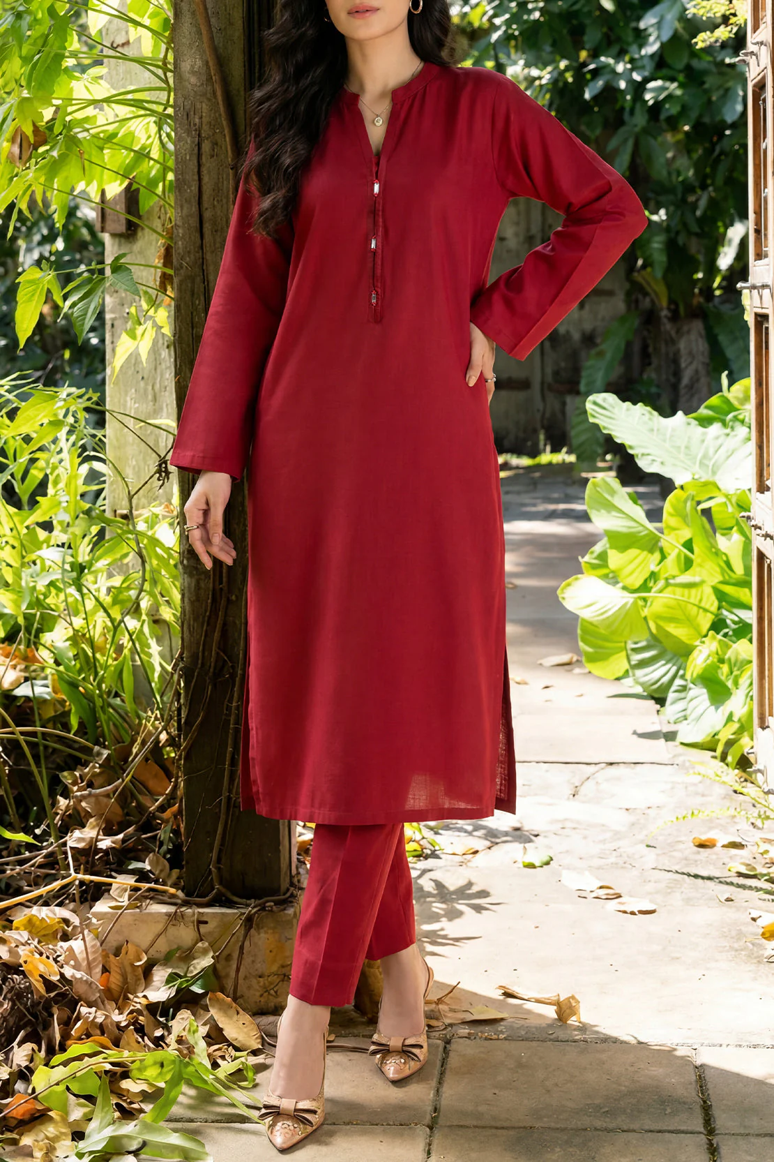 Stitched Poly Crepe Suit – Solid (2 PC Or Shirt)