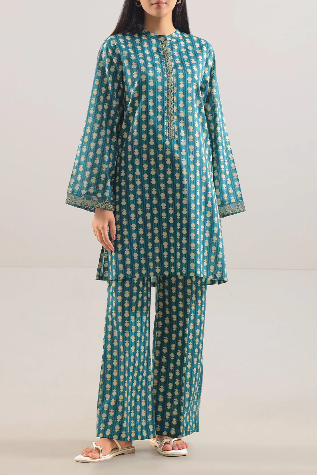 Stitched printed Embroidered Lawn 2 Piece (Shirt/Trouser) - Image 2