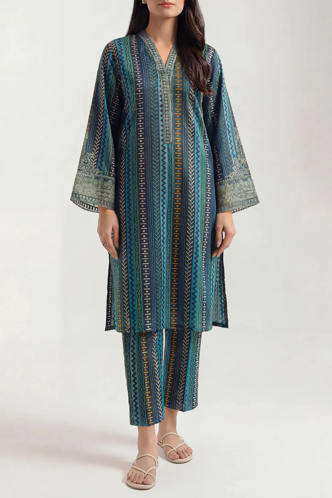 Stitched printed Embroidered Lawn 2 Piece (Shirt/Trouser) - Image 2