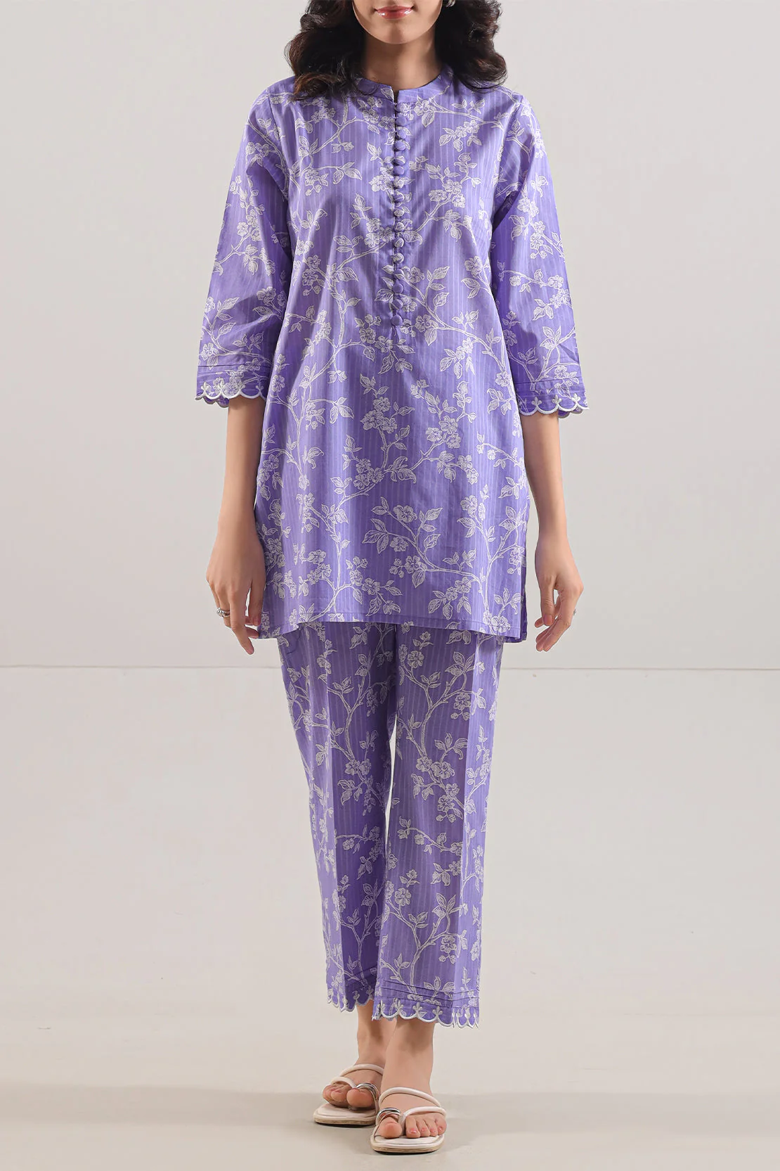 Stitched printed Embroidered Lawn 2 Piece (Shirt/Trouser)