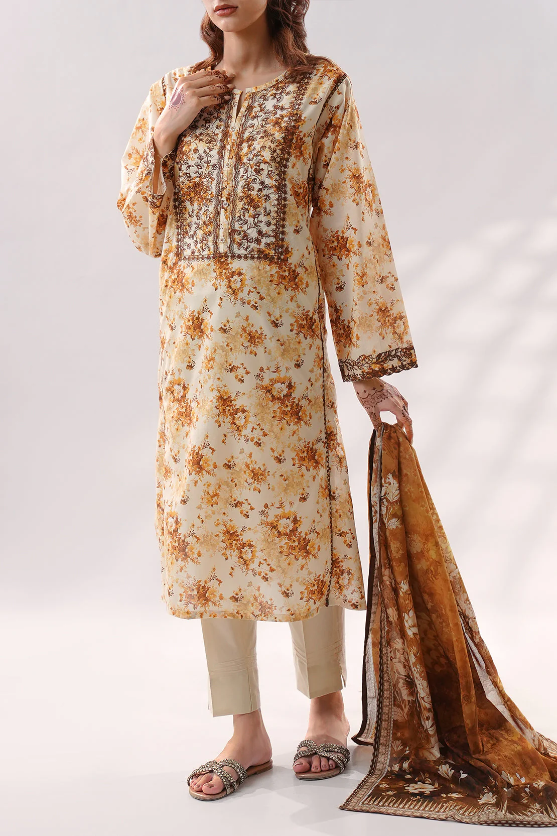 Stitched Printed Embroidered Lawn 3 Piece - Image 2