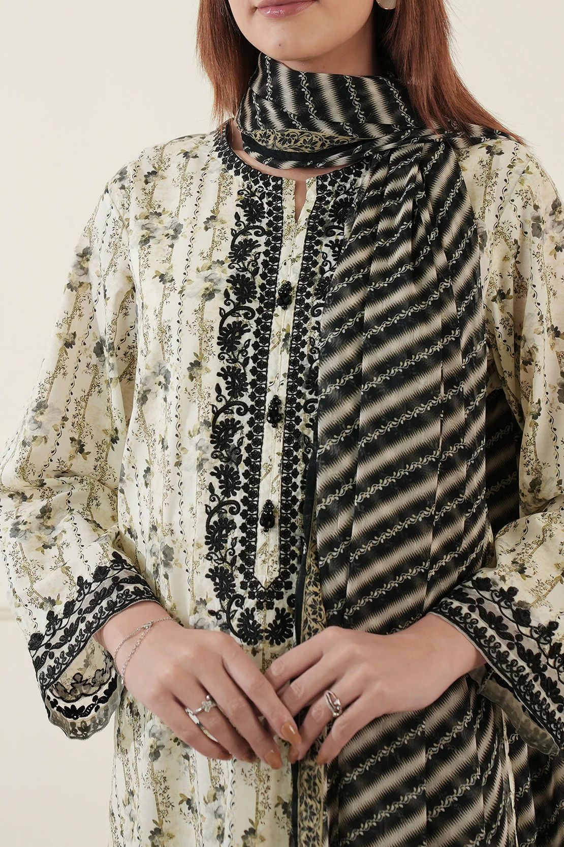 Stitched Printed Embroidered Lawn 3 Piece