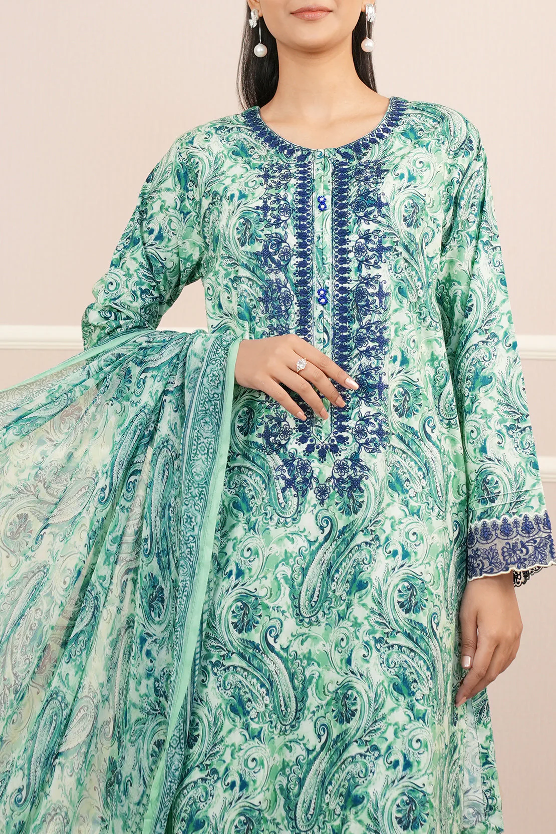 Stitched Printed Embroidered Lawn 3 Piece - Image 3