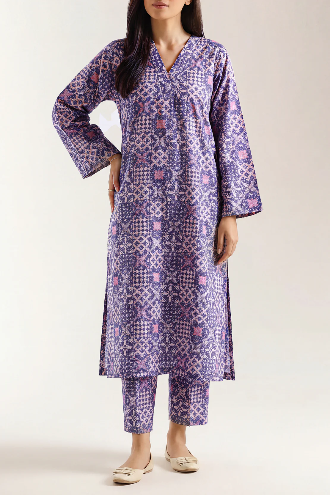 Stitched Printed Khaddar Shirt