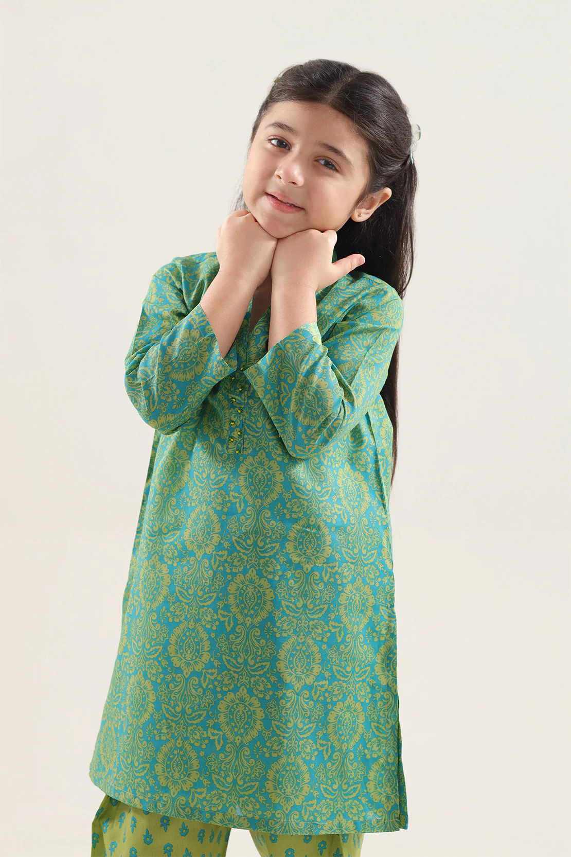 Stitched Printed Lawn Shirt For Kids - Image 2