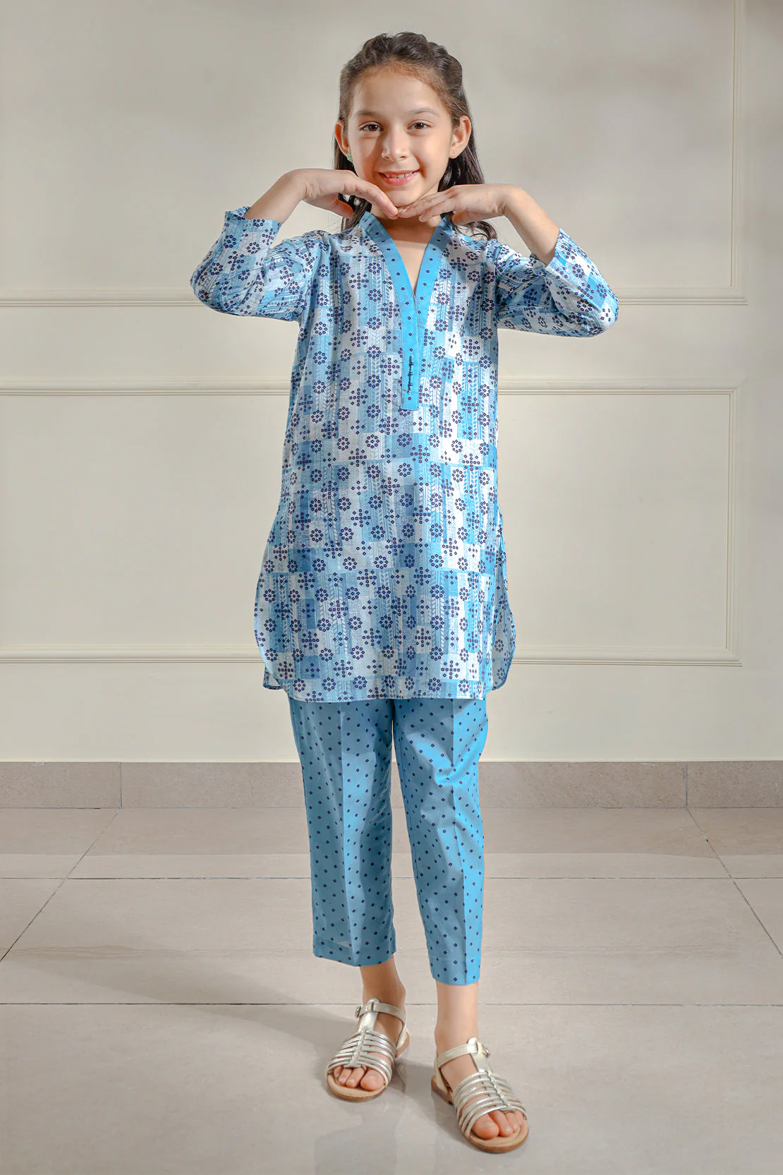Stitched Printed Lawn Shirt For Kids - Image 2